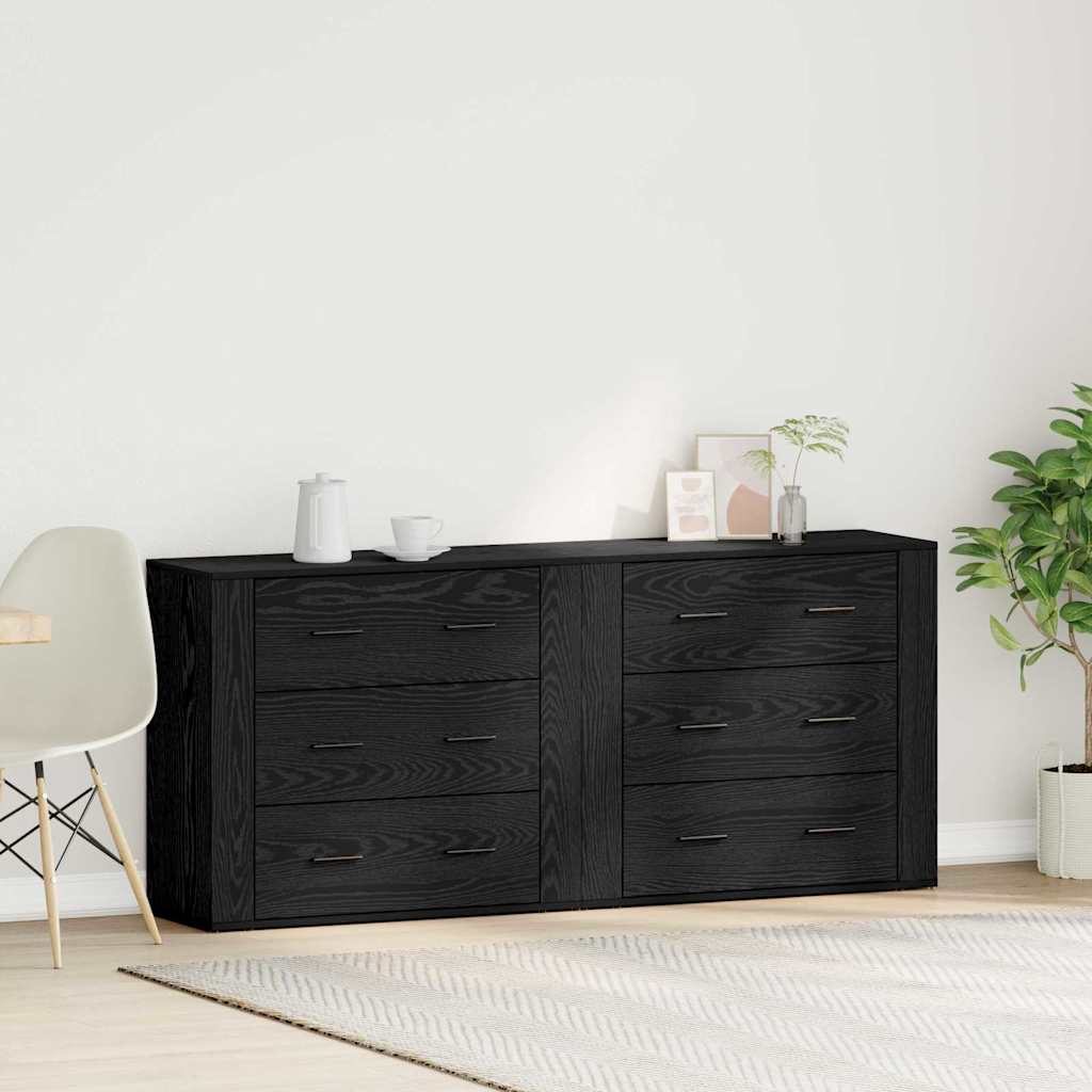 Sideboards 2 Stück Schwarze Eiche Holzwerkstoff